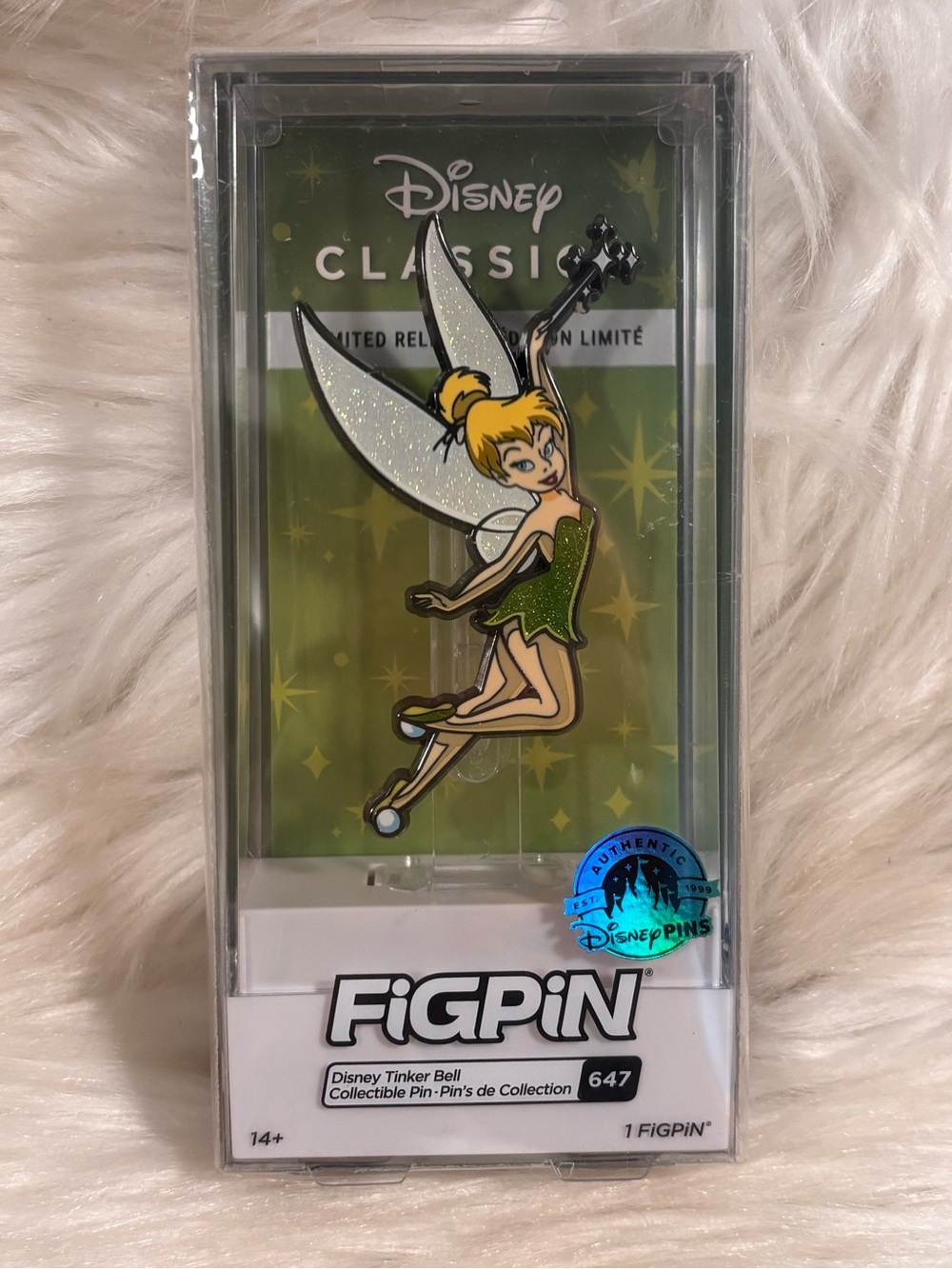 Disney Tinkerbell FigPin #647 Peter Pan Sparkly Brand New In Plastic Tinker Bell